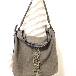 Free people khaki canvas hobo/crossbody bag